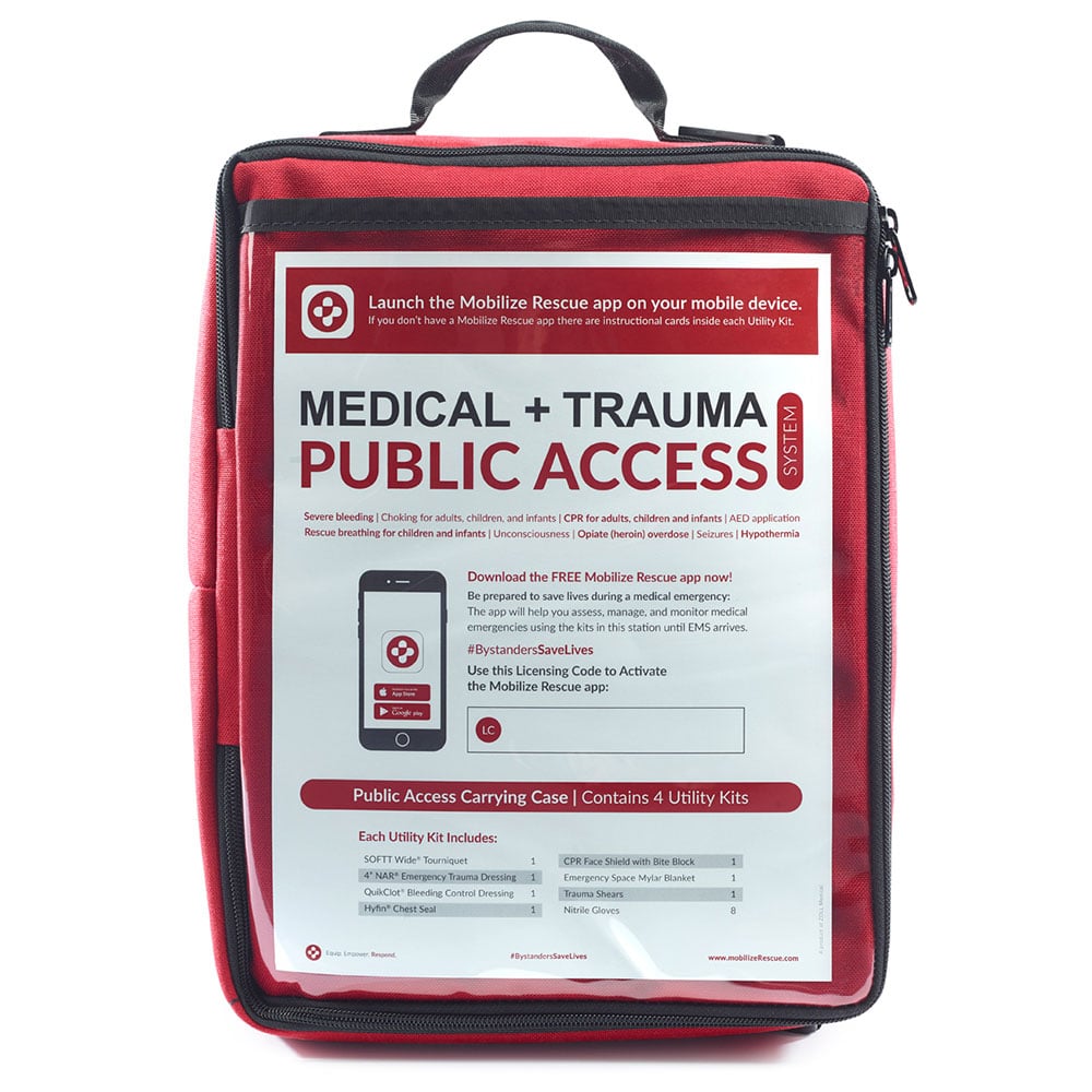 Public Access Utility Emergency Kit with App Download (Pack of 4 Kits)- Mobilize Rescue Systems