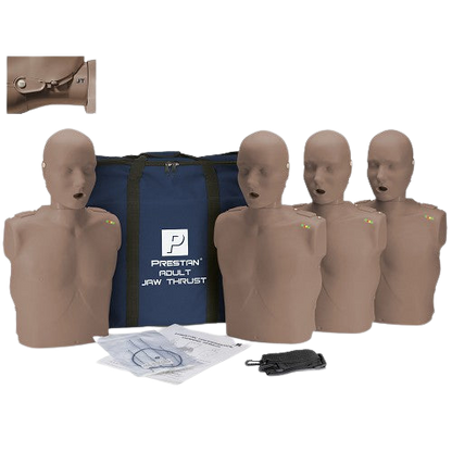 Prestan Professional Adult Jaw Thrust Dark Skin Manikin (4-Pack) with CPR Monitor