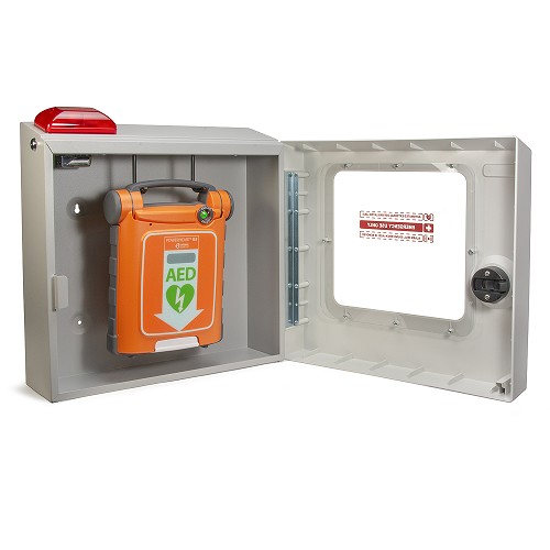 Wall Mount AED Cabinet Cardiac Science Standard Size, Alarm and Strobe