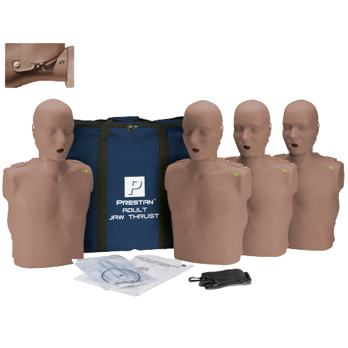 Prestan Professional Adult Jaw Thrust Dark Skin Manikin (4-Pack) without CPR Monitor