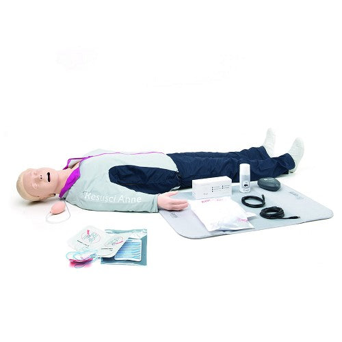 Laerdal Resusci Anne QCPR AED Full Body w/Airway Head, Rechargeable Battery, & Carry Case