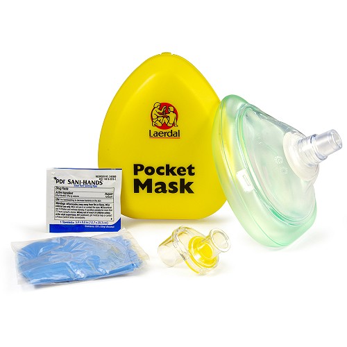 Laerdal Pocket Mask w/Gloves and Wipe in Yellow Hard Case