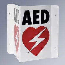 Load image into Gallery viewer, RespondER® Flexible AED Wall Sign for Resale - Black &amp; Red on White
