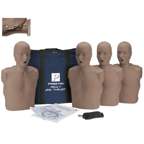 Prestan Professional Adult Jaw Thrust Dark Skin Manikin (4-Pack) with CPR Monitor