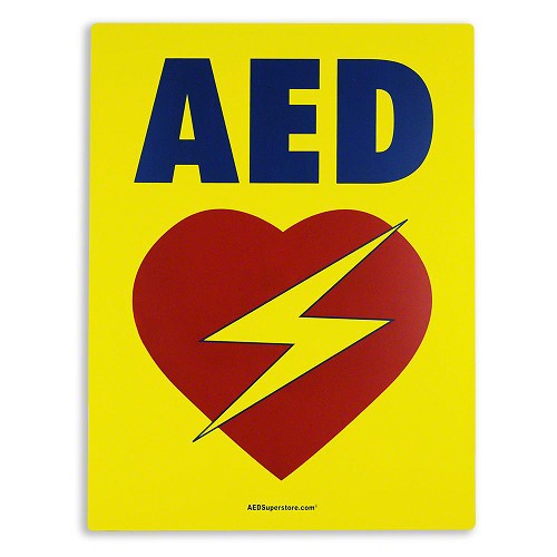 AED Flat Wall Sign (Yellow)